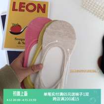 Thin-style hollowed-out breathable boat Sox female shallow invisible silicone gel non-slip without falling heel Summer cotton socks