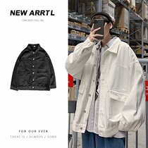 2021 spring and autumn denim jacket Mens Hong Kong style ins casual tooling jacket Japanese tide brand student loose clothes
