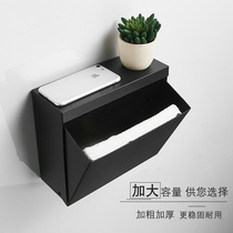 Punch-free 304 stainless steel black double-layer paper box hotel engineering toilet toilet tissue box roll paper holder