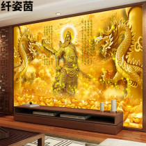 Guan Gong Guan Plume of Chinese Three Kingdoms Wu Caijin Entrance Treasure Large Mural Painting Buddhist Hall Living Room Background Wallpaper 3D