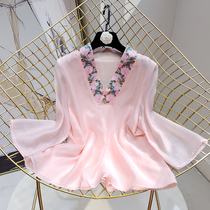 Chinese style ancient style Daily clothing improved Chinese clothing womens Tang jacket 2021 spring new literary long sleeve shirt short