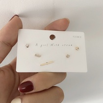 One week earrings set combination female simple small temperament short hair earrings versatile exquisite short earlobe earrings