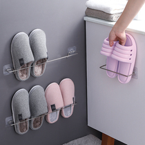 The hook of the slippers in the bathroom is free of punching strong stainless steel bathroom wall to receive the shoe rack artifact