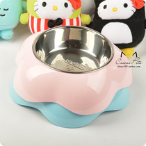 Supper Hep Pet Bowl Stainless Steel Dog Bowl Dog Pan Dog Cat Bowl Cat Basin Dog Food Basin Petals Round Bowl