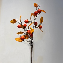 Beijing Hot Pin Autumn Leaves Dried Branches Vine Fruits Long Branches Floor Decorations Flowers Fake Flowers Home Residence Ornament Simulation Persimmon Fruits