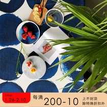 Original hand-painted creative Nordic hostel soft ink blue polka dot American simple tablecloth cover tea table mat