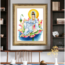 ABV Old Three Cross embroidered Egyptian long suede cotton embroidered thread precision printed figure bodhisattva at Guanyin Wolong Guanyin