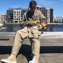 KANYE KANYE west Smiley graffiti KIDS SEE GHOSTS child meets Ghost Flame sweater fog tide