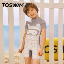  TOSWIM childrens swimsuit one-piece boy baby bathing suit swimming trunks small and medium children sunscreen summer 2021 new