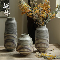 Jingdezhen Retro Handmade Ceramic Table Vase Flower Arrangement Emulation Flower Dry Flowers Home minimalist Living room Decorative Pendulum