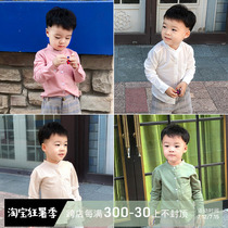 2022 Spring loaded new children pure cotton white shirt upright collar boy baby spring and autumn long sleeve shirt slim fit foreign air