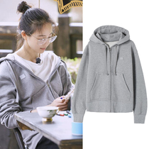 Lazy wind plus velvet hoodie female 2021 new spring and autumn loose Korean cardigan zipper jacket coat Tide brand