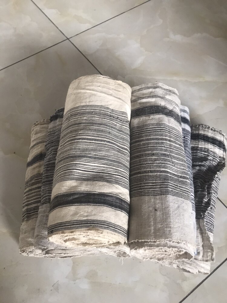 Old linen pure hand-made weaving stripes colored ethnic wind design improved decorative decoration parts old artifacts