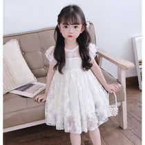 Girls dress for dress and summer clothes 2022 new little girl baby lace ocean gas skirt tide children white princess dress
