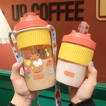 Childrens water Cup summer straight drink cup baby straw Cup kindergarten girl cute fall out to carry kettle