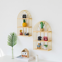 Wall Shelve Wall Free Wall Wall Wall-mounted Living-room Bedroom Creative Plaid Small House Medecor Shelf