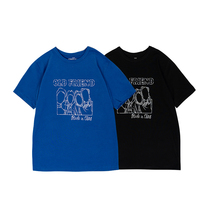 ATMKFTY Four seasons riding short sleeve motorcycle racing hand-painted printed T-shirt Locomotive Rider