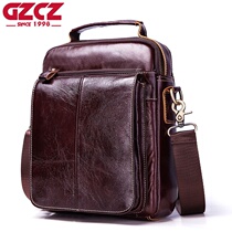 Factory supply 2018 new leather double zip bag mens vertical square business multi - color single shoulder bag