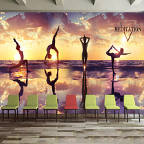 Yoga Room Wall Paper Fitness Room Sports Wellness Gallery Background Wall Mural Decoration Wallpaper Hand-painted Minima Solid Wall Cloth