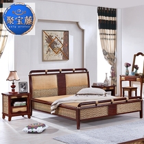 Rattan woven bed 1 5 1 8 meters natural double bedroom furniture rattan summer rattan bed rattan bed