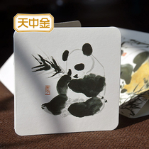 Tianzhong Golden Panda greeting card 8 5*8 5cm gift card Chinese Feng Shui ink card If you need to write please note