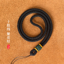 10-strand handmade emerald Buddha gold pendant necklace hanging rope men and women high-end thick pullover jade buddha high goods black