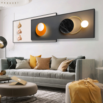 Modern minimalist geometric abstract living room decorative painting sofa background wall light luxury superposition mural master bedroom headroom hanging painting