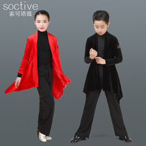  Childrens Latin dance clothing tops Boys girls girls Black practice gold Velvet dance clothes cardigan jacket