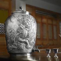 Chengyi Silver Pure Silver Water Storage Tank Water Tank Ancient Lady Figure Silver Water Tank Yunnan Dali Heqing Pure Handmade