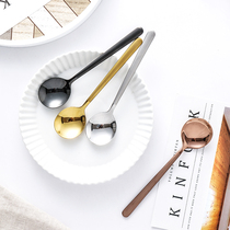 Cute Korean eating spoon adult creative Net red spoon adult round spoon stainless steel household long handle spoon