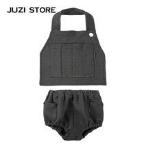 JUZI STORE Dress Deformed Cotton Wool buckle Decorative Walled Mouth Shorts Baby Two Sets Neutral 1733601
