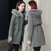 zqqz Parker coat women long 2021 new fox fur collar Rex rabbit hair liner fur coat 4771