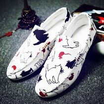 Summer European station soft-soled canvas shoes mens shoes slip on lazy shoes Korean version of Doudou trendy shoes breathable shoes for men