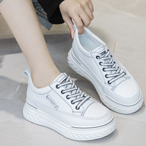 2021 Fall New Interior Heightening Single Shoes Small White Shoes Woman Breathable slim casual single Thick Bottom Pine Pastry Woman