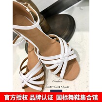 LianDance Childrens Latin dance shoe chain Dance competition Cowhide Latin small white Childrens Latin shoes Childrens shoes