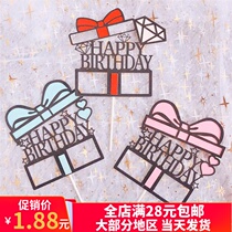 Cake decoration plug-in gift box happybirthday creative card piano cake accessories plug-in card