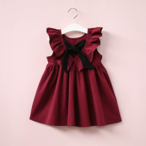 European and American style summer childrens clothing New Baby Childrens girls bow pleated backless skirt dress ruffles