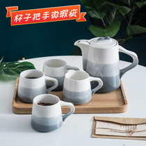 Ceramic teacup set Household living room cup set Cup tea set Teapot simple gradient cup Water cup set