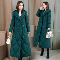 Down Cotton Serve Woman Medium Long Counter Season New Korean version Hull Thickened Cotton Coat Over Knee Winter Cotton Padded Jacket