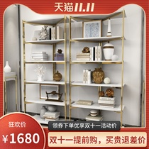 Post-modern light luxury bookcase Hong Kong style simple modern bookshelf space bedroom floor corner stainless steel locker