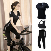 Yoga suit womens summer short-sleeved beginner loose sexy net red quick-drying gym exercise running suit thin section