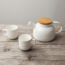 Japanese simple pure white ceramic teapot set full set teapot home creative teapot teapot afternoon teapot