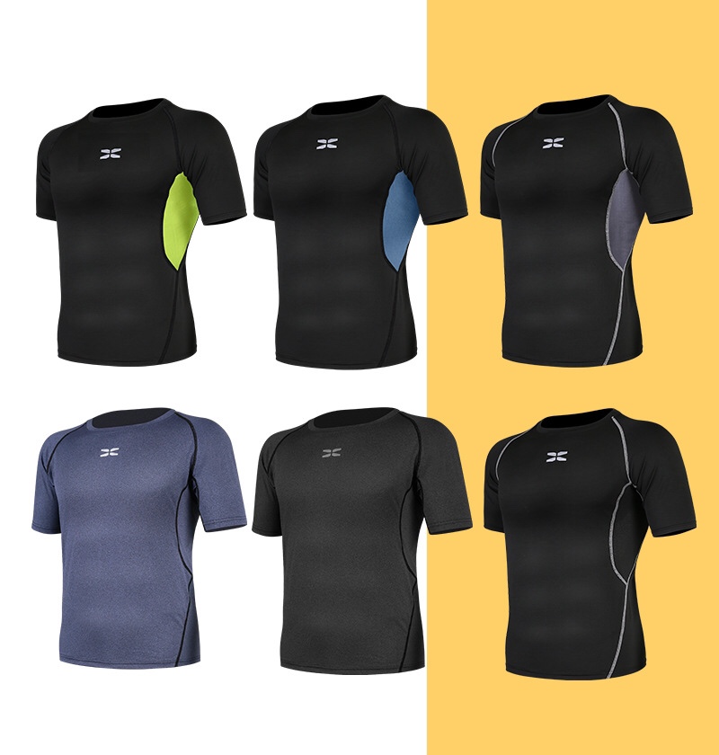 Spring and summer men's quick-drying tops tight-fitting elastic short-sleeved T-shirts sports outdoor running fitness clothes