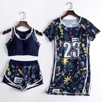 Childrens swimsuit girl split middle child 6-12-15-year-old student girl sports three-piece girl swimsuit