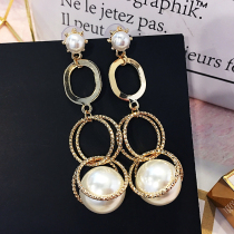 Summer style ins cold wind earrings female French Net Red Pearl temperament ear jewelry personality exaggerated earring