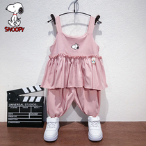 Shnuby Snoopy girl harness vest suit Summer slim fit baby pure cotton summer fit children two sets