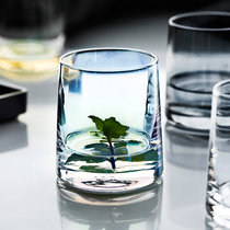 Glass transparent whisky cup Simple ins water cup Colorful ion plated glass Household beverage cup