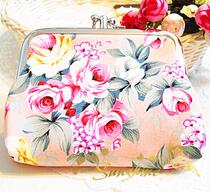 2020 Clearance New Flower New Year series retro fabric double opening womens coin wallet 11x9cm buckle bag