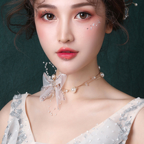 Bride Korean tulle bow necklace neck chain choker wedding accessories dinner wedding daily accessories