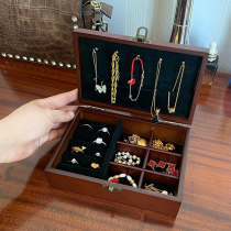 Portable minimalist solid wood solid wood first decorated box retro European style upscale earrings Necklace Ring Ornament SHOW CONTAINING BOX